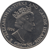 1994 FIVE CROWNS TURKS AND CAICOS F615 - WORLD COINS - Cambridgeshire Coins