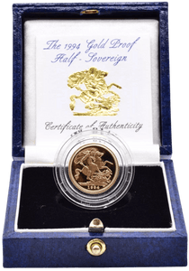 1994 GOLD PROOF HALF SOVEREIGN BOXED - GOLD PROOF HALF SOVEREIGNS - Cambridgeshire Coins