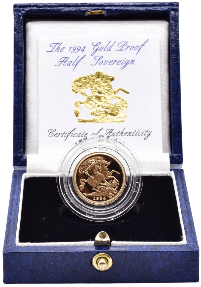 1994 GOLD PROOF HALF SOVEREIGN BOXED - GOLD PROOF HALF SOVEREIGNS - Cambridgeshire Coins