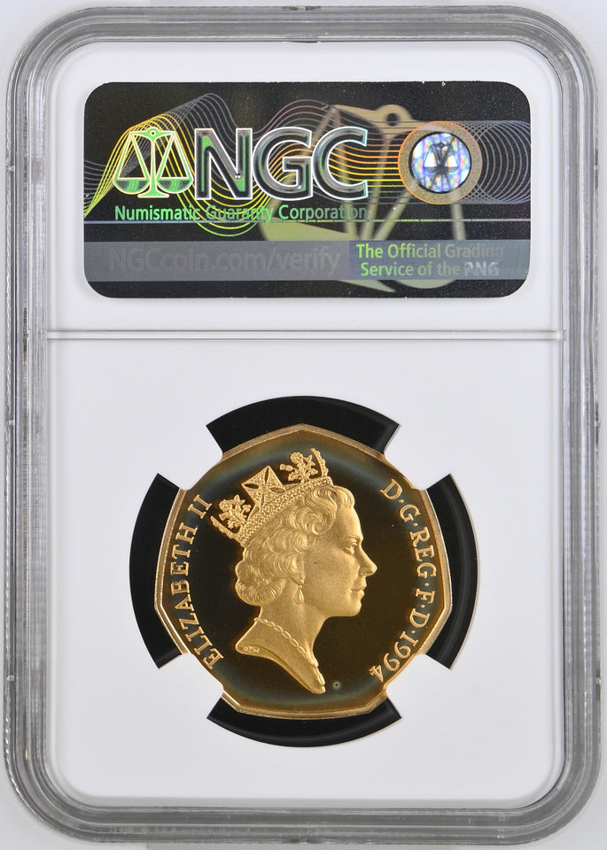 1994 GOLD PROOF LARGE 50P NORMANDY INVASION PF 68 ULTRA CAMEO - NGC GOLD 50P - Cambridgeshire Coins
