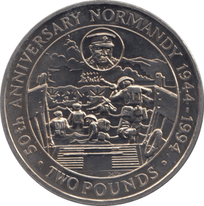 1994 GUERNSEY £2 COMMEMORATIVE COIN NORMANDY - WORLD COINS - Cambridgeshire Coins