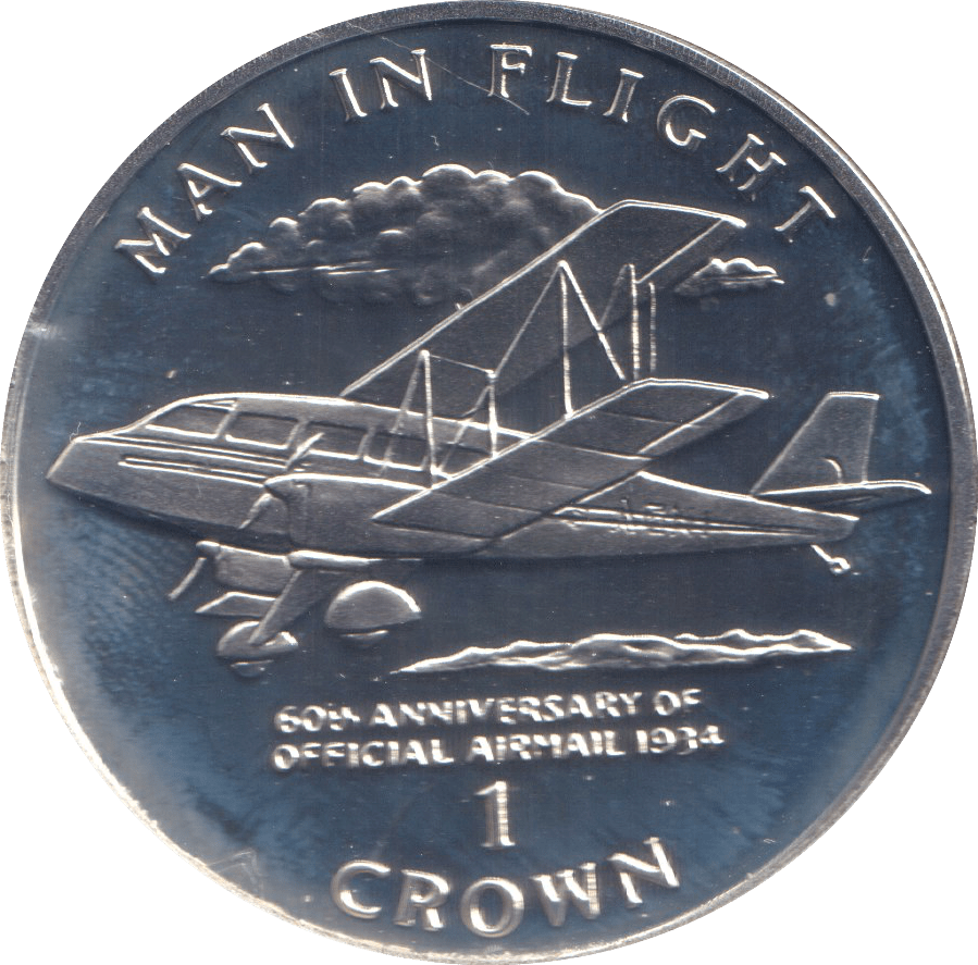 1994 ONE CROWN AIRMAIL 60TH ANNIVERSARY ISLE OF MAN - WORLD COINS - Cambridgeshire Coins