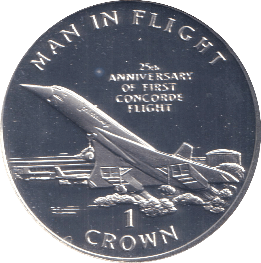 1994 ONE CROWN FIRST CONCORDE FLIGHT ANNIVERSARY ISLE OF MAN - WORLD COINS - Cambridgeshire Coins