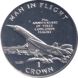 1994 ONE CROWN FIRST CONCORDE FLIGHT ANNIVERSARY ISLE OF MAN - WORLD COINS - Cambridgeshire Coins