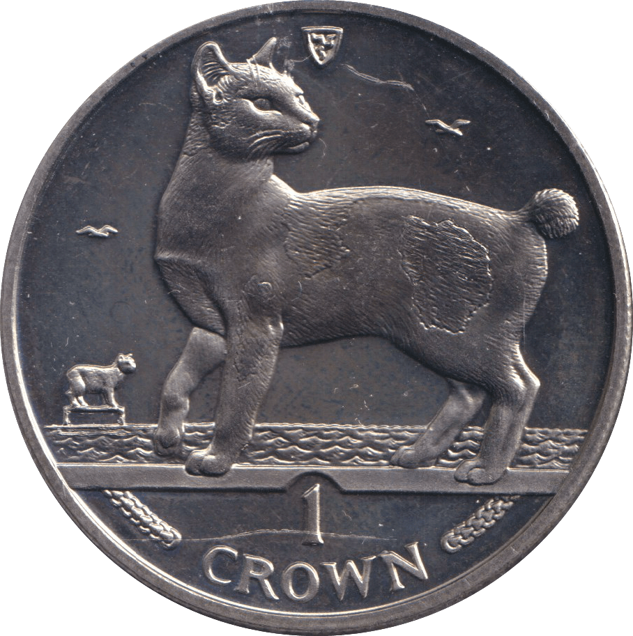 1994 ONE CROWN JAPANESE BOBTAIL CAT ISLE OF MAN - WORLD COINS - Cambridgeshire Coins