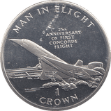 1994 ONE CROWN MAN IN FLIGHT 25TH ANNIVERSARY OF FIRST CONCORD FLIGHT - WORLD COINS - Cambridgeshire Coins