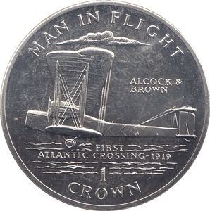 1994 ONE CROWN MAN IN FLIGHT ALROCK & BROWN FIRST ATLANTIC CROSSING 1919 - WORLD COINS - Cambridgeshire Coins
