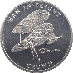1994 ONE CROWN MAN IN FLIGHT OTTO LILLIENTHAL - WORLD COINS - Cambridgeshire Coins