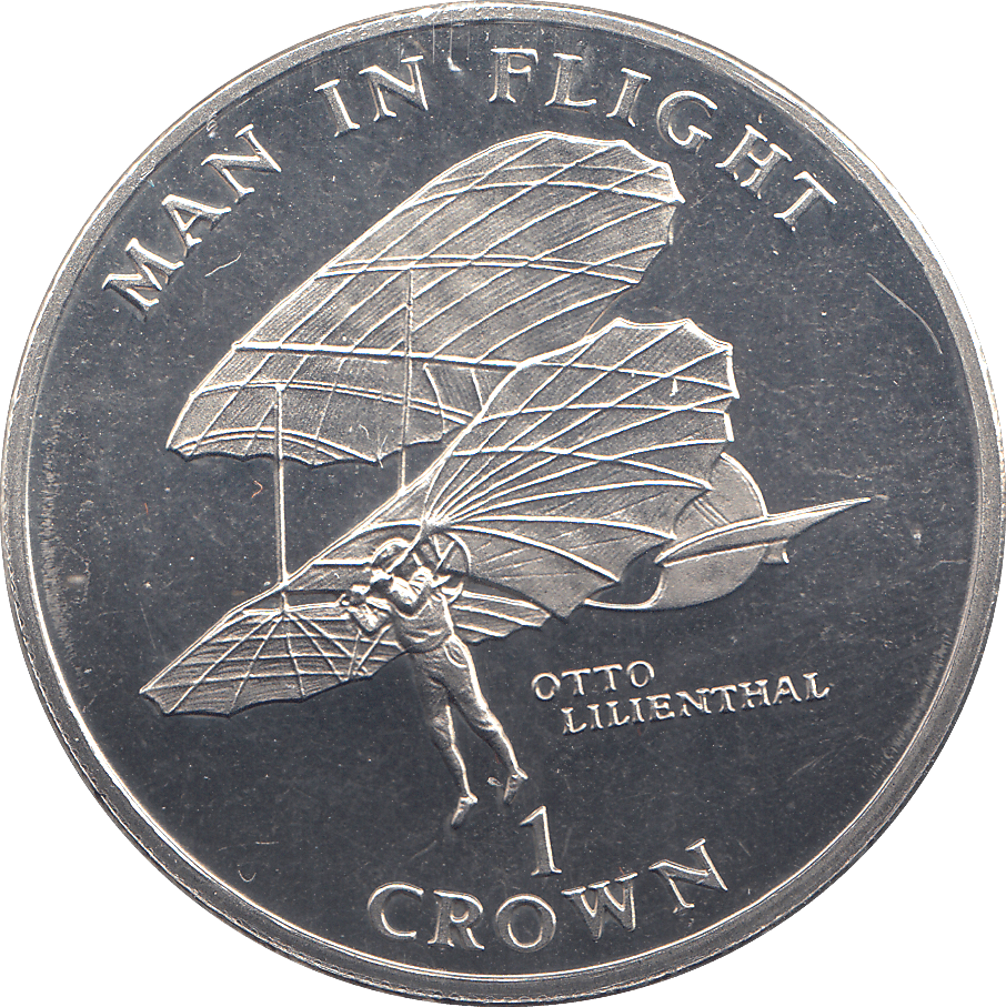 1994 ONE CROWN MAN IN FLIGHT OTTO LILLIENTHAL - WORLD COINS - Cambridgeshire Coins