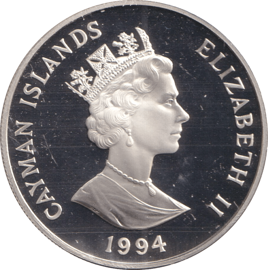 1994 ONE DOLLAR CAYMAN ISLANDS QUEEN ELIZABETH AND MOTHER - SILVER WORLD COINS - Cambridgeshire Coins