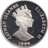 1994 ONE DOLLAR CAYMAN ISLANDS QUEEN ELIZABETH AND MOTHER - SILVER WORLD COINS - Cambridgeshire Coins