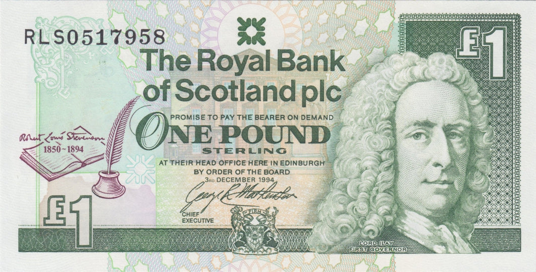 1994 ONE POUND ROYAL BANK OF SCOTLAND BANKNOTE REF SCOT - 64 - WORLD BANKNOTES - Cambridgeshire Coins