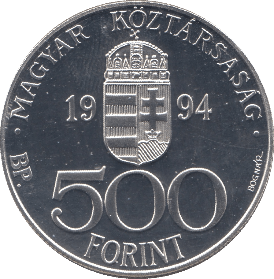 1994 SILVER 500 FORINT ECU HUNGARY - SILVER WORLD COINS - Cambridgeshire Coins