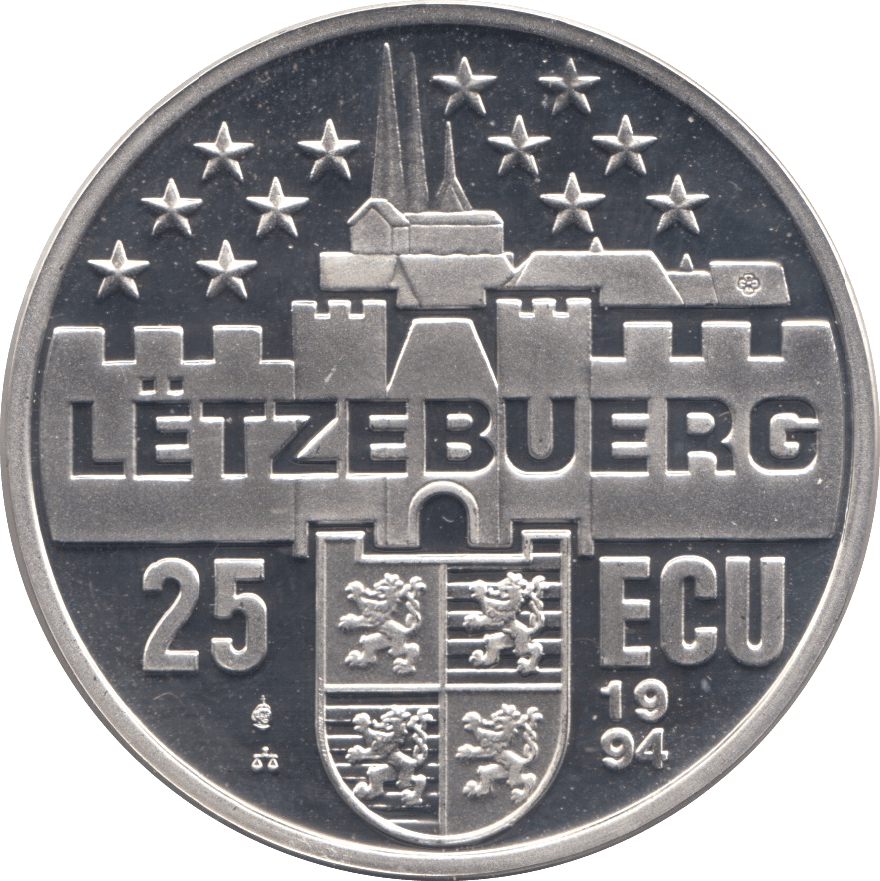 1994 SILVER PROOF 25 ECU LUXEMBOURG - SILVER WORLD COINS - Cambridgeshire Coins