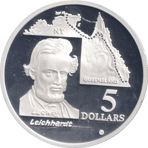 1994 SILVER PROOF 5 DOLLAR LEICHHARDT AUSTRALIA - SILVER WORLD COINS - Cambridgeshire Coins