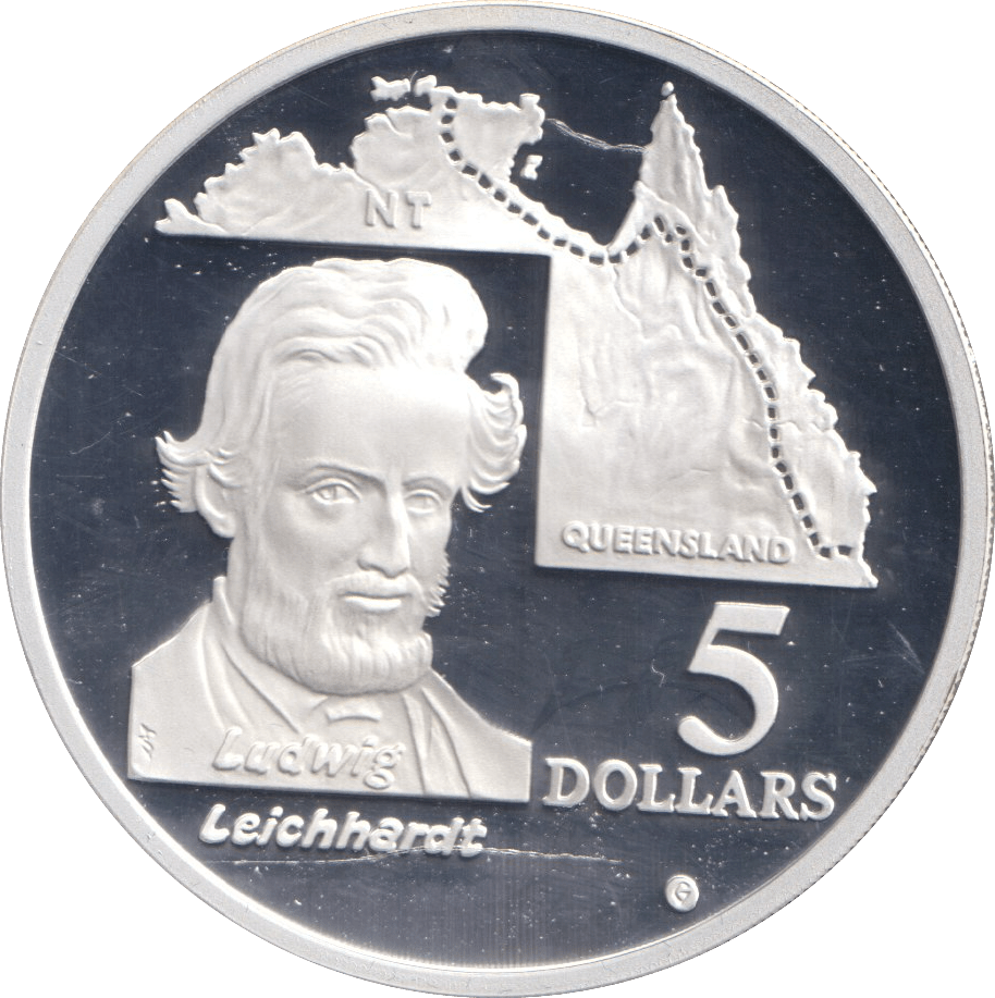 1994 SILVER PROOF 5 DOLLAR LEICHHARDT AUSTRALIA - SILVER WORLD COINS - Cambridgeshire Coins