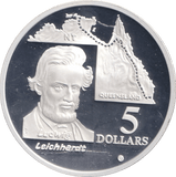 1994 SILVER PROOF 5 DOLLAR LEICHHARDT AUSTRALIA - SILVER WORLD COINS - Cambridgeshire Coins