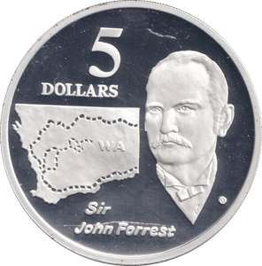 1994 SILVER PROOF 5 DOLLAR SIR JOHN FORREST AUSTRALIA - SILVER WORLD COINS - Cambridgeshire Coins