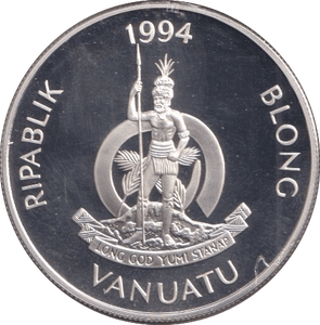 1994 SILVER PROOF 50 VATU VANUATU - SILVER WORLD COINS - Cambridgeshire Coins