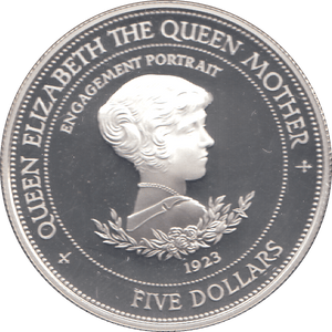 1994 SILVER PROOF BARBADOS 5 DOLLARS THE QUEEN MOTHER - WORLD COINS - Cambridgeshire Coins