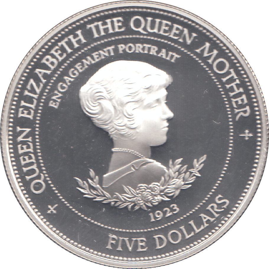 1994 SILVER PROOF BARBADOS 5 DOLLARS THE QUEEN MOTHER - WORLD COINS - Cambridgeshire Coins