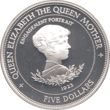 1994 SILVER PROOF BARBADOS 5 DOLLARS THE QUEEN MOTHER - WORLD COINS - Cambridgeshire Coins