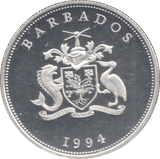 1994 SILVER PROOF BARBADOS DOLLAR - SILVER WORLD COINS - Cambridgeshire Coins