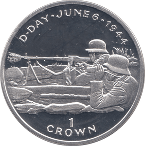 1994 SILVER PROOF D DAY 1944 COMMEMORATIVE CROWN ISLE OF MAN - SILVER WORLD COINS - Cambridgeshire Coins