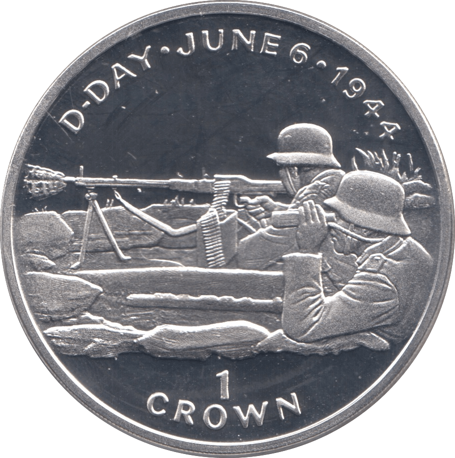 1994 SILVER PROOF D DAY 1944 COMMEMORATIVE CROWN ISLE OF MAN - SILVER WORLD COINS - Cambridgeshire Coins