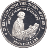 1994 SILVER PROOF FIVE DOLLARS BIRTH OF PRINCESS ELIZABETH - SILVER WORLD COINS - Cambridgeshire Coins