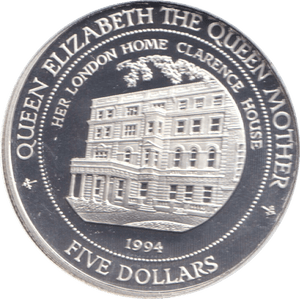 1994 SILVER PROOF FIVE DOLLARS CLARENCE HOUSE - SILVER WORLD COINS - Cambridgeshire Coins