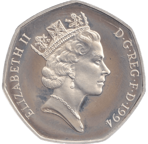 1994 SILVER PROOF LARGE 50P AEROPLANE - 50P Silver Proof - Cambridgeshire Coins