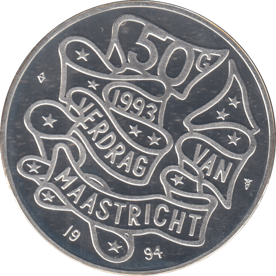 1994 SILVER PROOF NETHERLAND 50 GULDEN - SILVER WORLD COINS - Cambridgeshire Coins