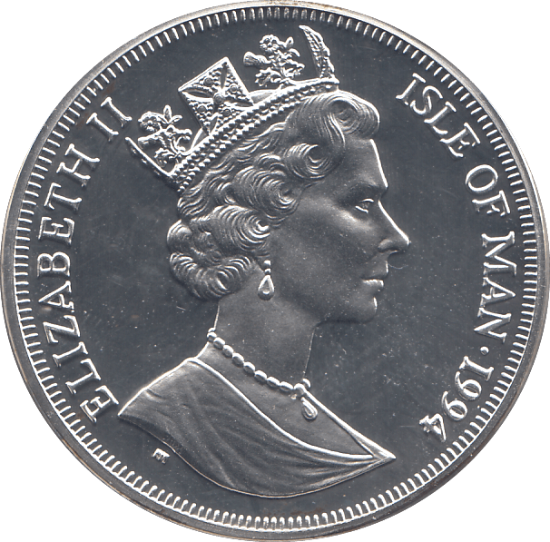 1994 SILVER PROOF ONE CROWN ISLE OF MAN - SILVER WORLD COINS - Cambridgeshire Coins