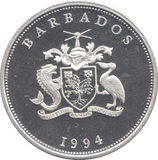1994 SILVER PROOF ONE DOLLAR BARBADOS 3 - SILVER WORLD COINS - Cambridgeshire Coins
