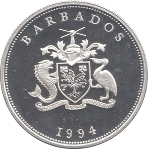 1994 SILVER PROOF ONE DOLLAR BARBADOS - SILVER WORLD COINS - Cambridgeshire Coins