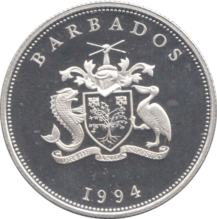 1994 SILVER PROOF ONE DOLLAR BARBADOS - SILVER WORLD COINS - Cambridgeshire Coins