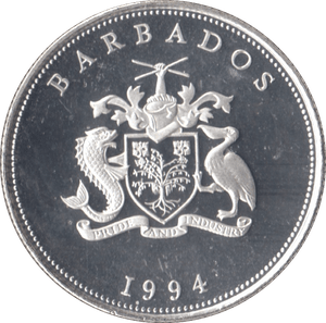 1994 SILVER PROOF ONE DOLLAR BARBADOS - SILVER WORLD COINS - Cambridgeshire Coins