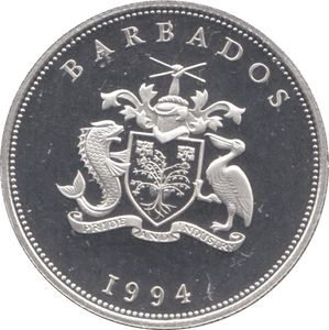 1994 SILVER PROOF ONE DOLLAR BARBADOS - SILVER WORLD COINS - Cambridgeshire Coins