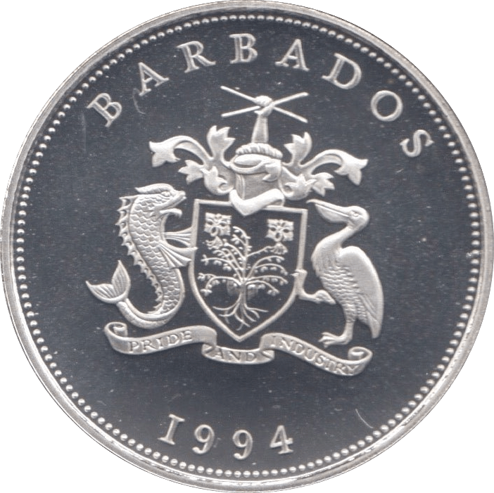 1994 SILVER PROOF ONE DOLLAR BARBADOS - WORLD COINS - Cambridgeshire Coins