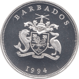 1994 SILVER PROOF ONE DOLLAR BARBADOS - WORLD COINS - Cambridgeshire Coins