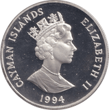 1994 SILVER PROOF ONE DOLLAR CAYMAN ISLANDS - SILVER WORLD COINS - Cambridgeshire Coins