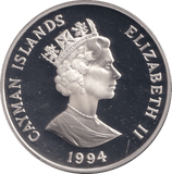 1994 SILVER PROOF ONE DOLLAR CAYMAN ISLANDS - SILVER WORLD COINS - Cambridgeshire Coins