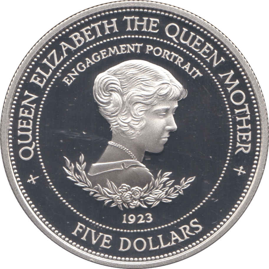 1994 SILVER PROOF QUEEN MOTHER FIVE DOLLARS BARBADOS - SILVER WORLD COINS - Cambridgeshire Coins