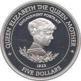 1994 SILVER PROOF QUEEN MOTHER FIVE DOLLARS BARBADOS - SILVER WORLD COINS - Cambridgeshire Coins