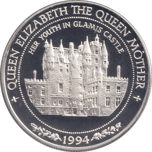 1994 SILVER PROOF TEN DOLLARS HER YOUTH IN GLAMIS CASTLE - SILVER WORLD COINS - Cambridgeshire Coins
