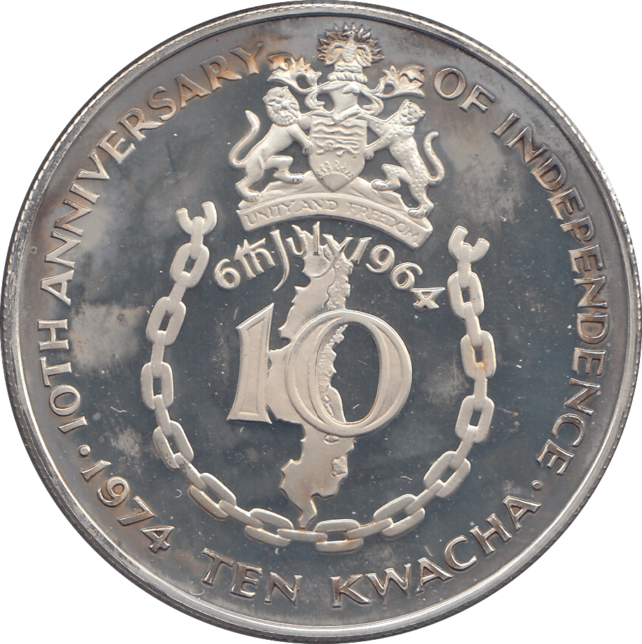1994 SILVER PROOF TEN KWACHA 10TH ANNIVERSARY OF INDEPENDENCE MALAWI - SILVER WORLD COINS - Cambridgeshire Coins