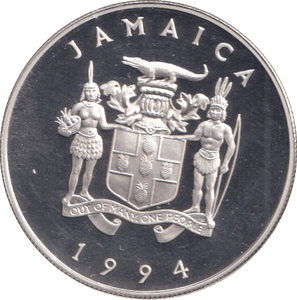 1994 SILVER PROOF TWENTY FIVE DOLLARS JAMAICA - SILVER WORLD COINS - Cambridgeshire Coins