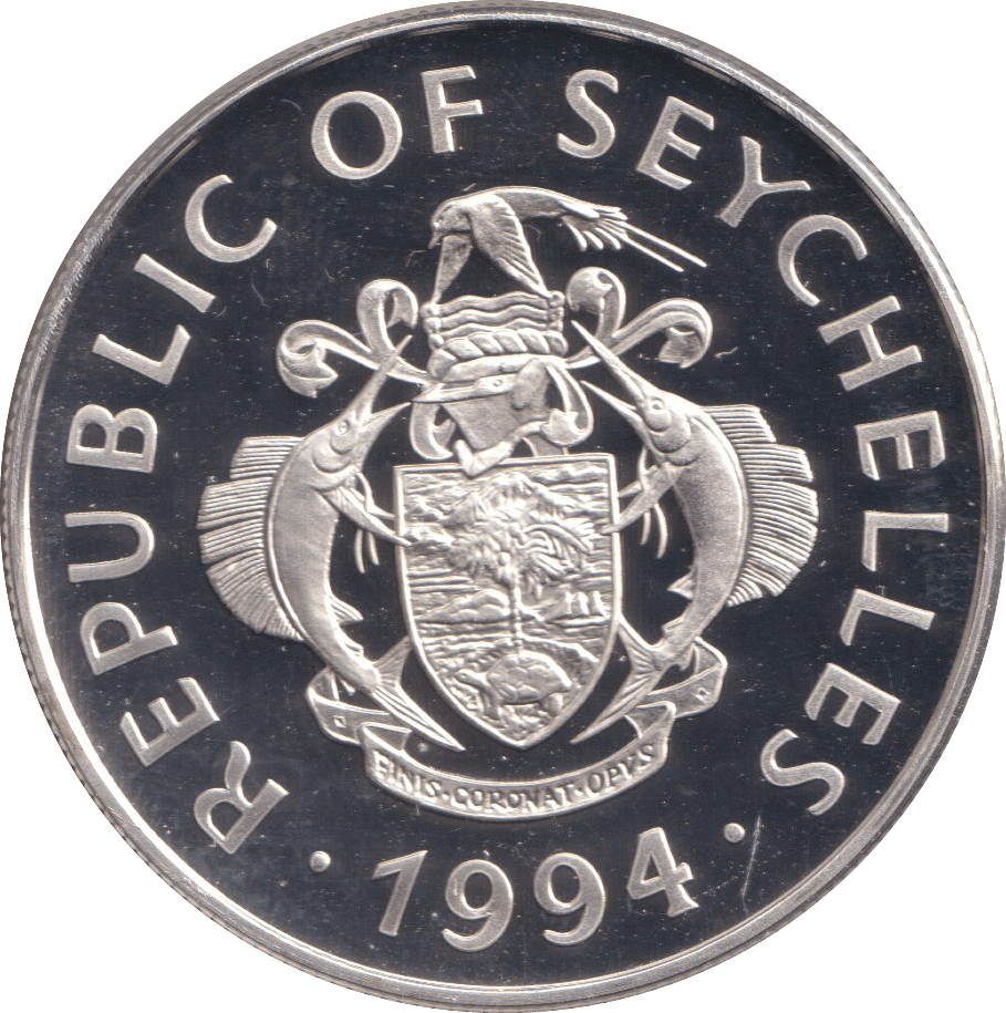 1994 SILVER PROOF TWENTY FIVE RUPEES REPUBLIC OF SEYCHELLES - SILVER WORLD COINS - Cambridgeshire Coins