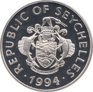 1994 SILVER PROOF TWENTY FIVE RUPEES SEYCHELLES - SILVER WORLD COINS - Cambridgeshire Coins